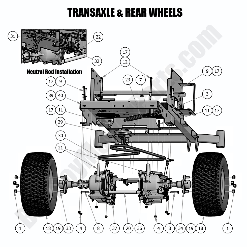 1717 - Bad Boy Mower Parts Lookup > 2018 > MZ > Transaxle and Rear Wheels